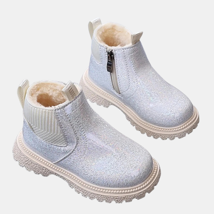 Girls Glitter Faux Fur Lined Chelsea Snow Boots