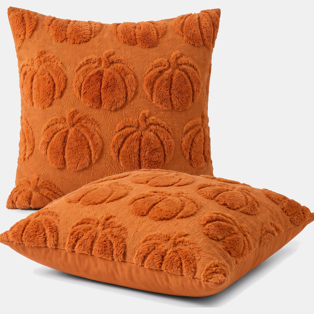 Tufted Pumpkin Fringed Tassel Halloween Throw Pillow Covers