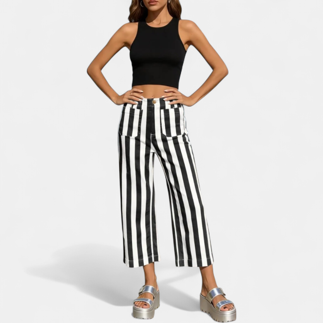 VIVECA™ – 3D Striped Print Casual Jeans
