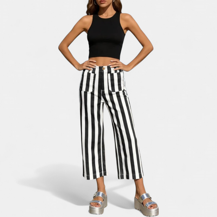 VIVECA™ – 3D Striped Print Casual Jeans