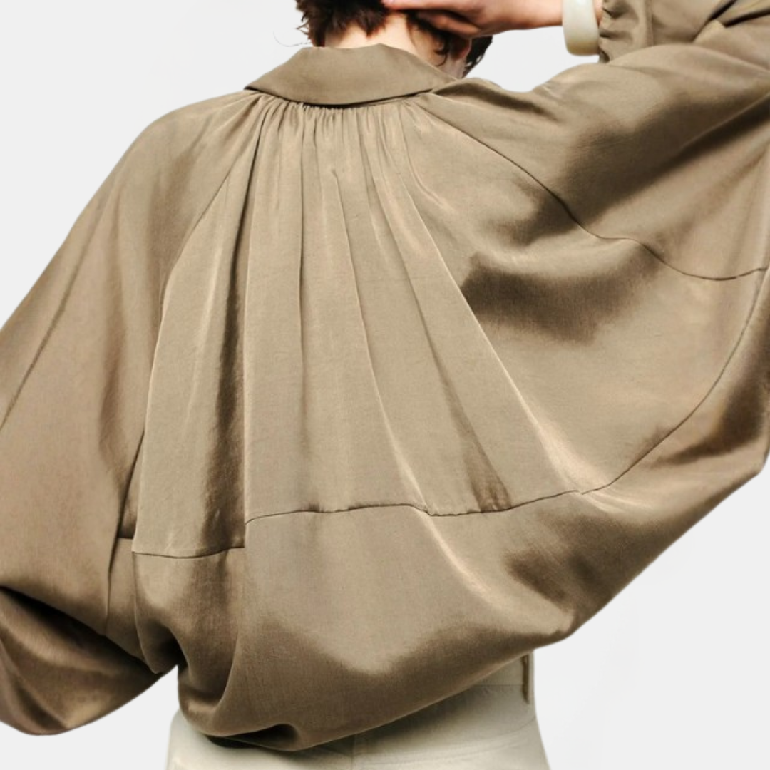 Women's Balloon Sleeve Zip Up Oversized Bomber Jacket