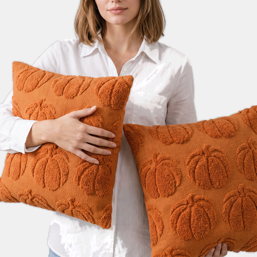 Tufted Pumpkin Fringed Tassel Halloween Throw Pillow Covers