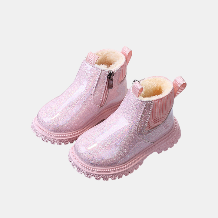 Girls Glitter Faux Fur Lined Chelsea Snow Boots