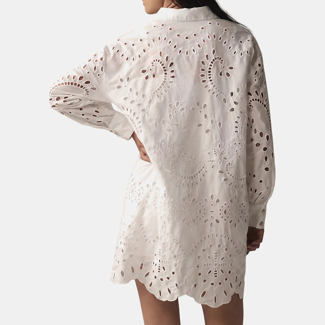 Women's Eyelet Broderie Anglaise Button Front Mini Sundress