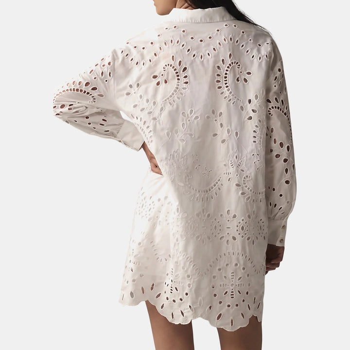 Women's Eyelet Broderie Anglaise Button Front Mini Sundress