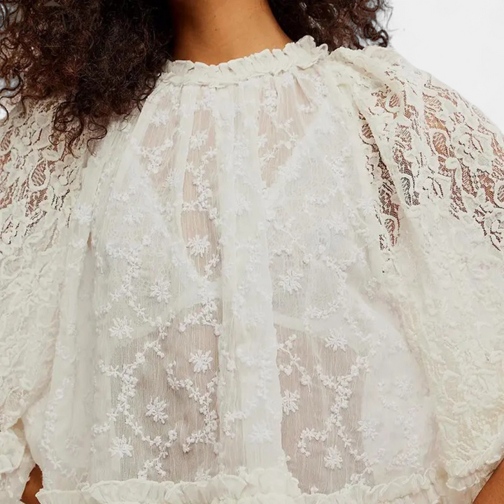 LACELLE™ – Lace Ruffle Sleeve Cardigan