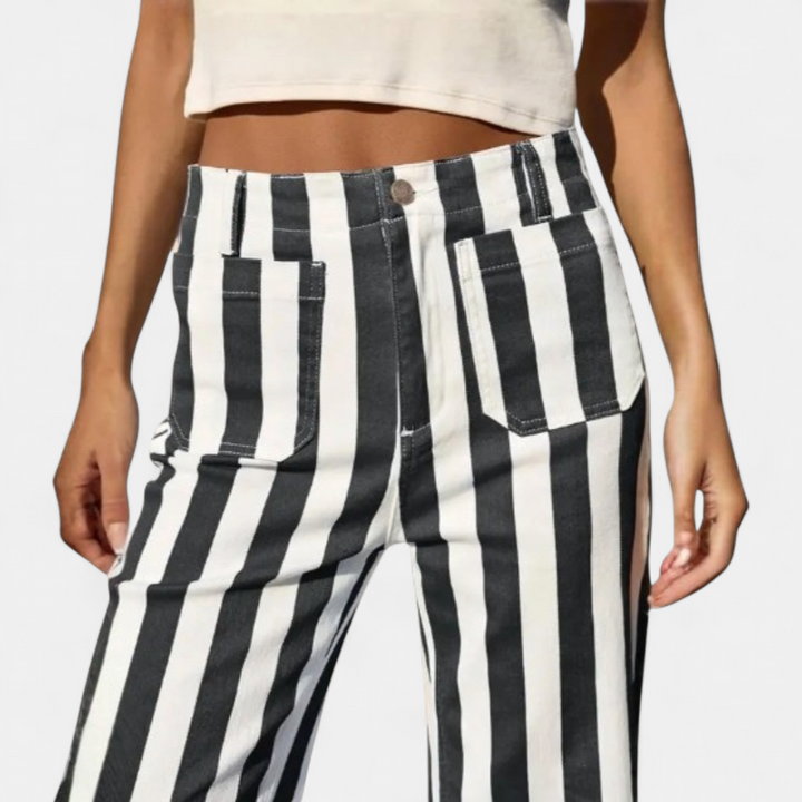 VIVECA™ – 3D Striped Print Casual Jeans