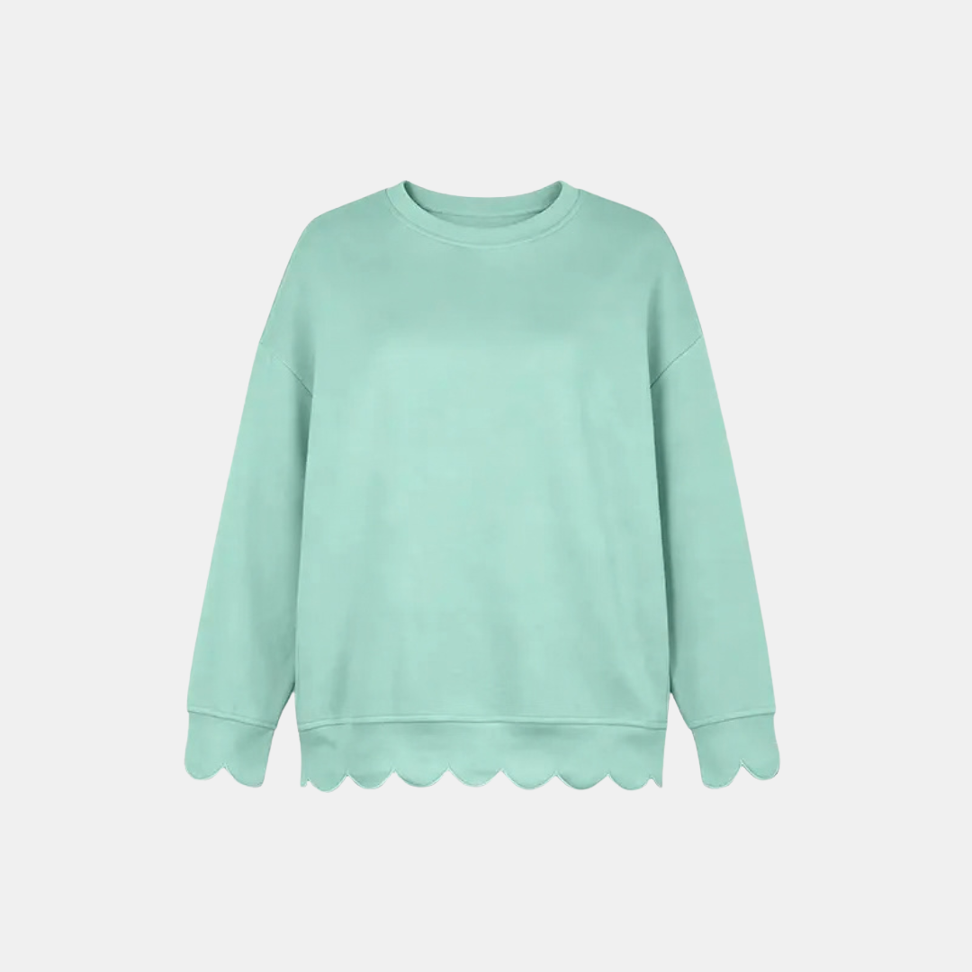 Women's Scallop Hem Crewneck Oversized Sweatshirt