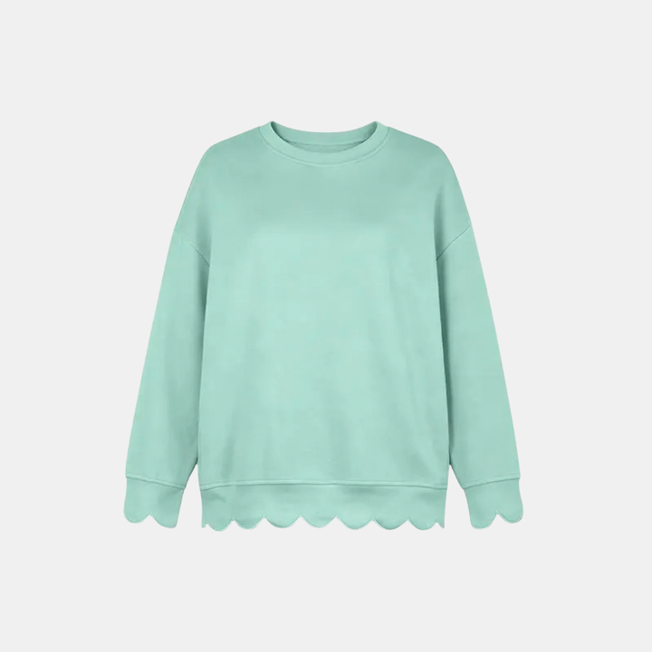 Women's Scallop Hem Crewneck Oversized Sweatshirt