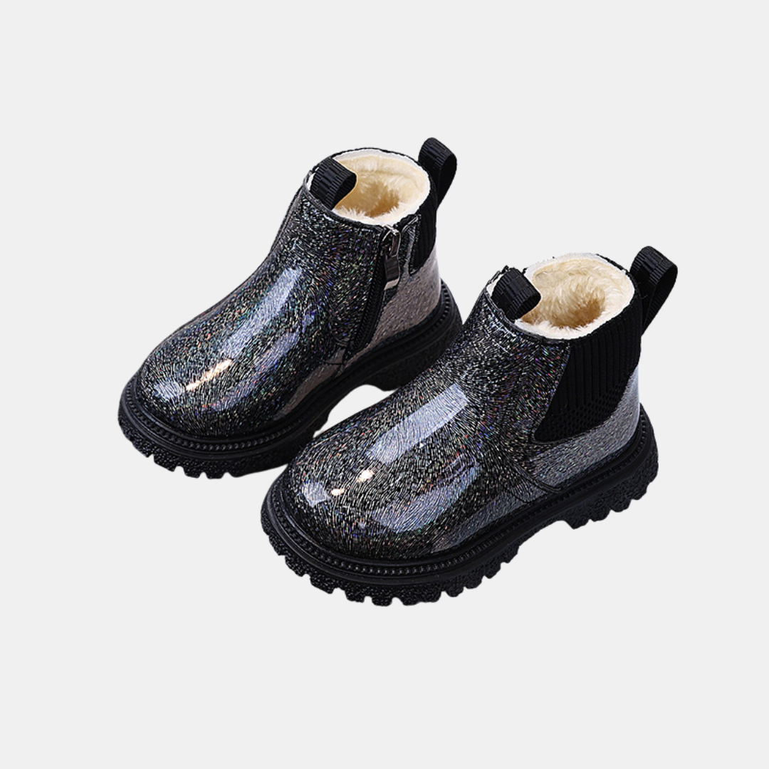 Girls Glitter Faux Fur Lined Chelsea Snow Boots