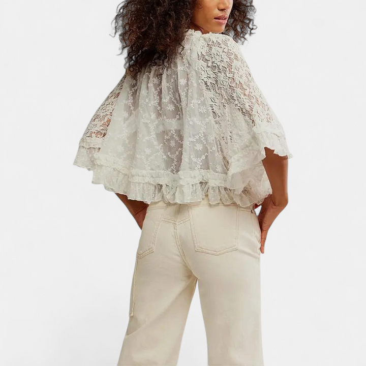 LACELLE™ – Lace Ruffle Sleeve Cardigan