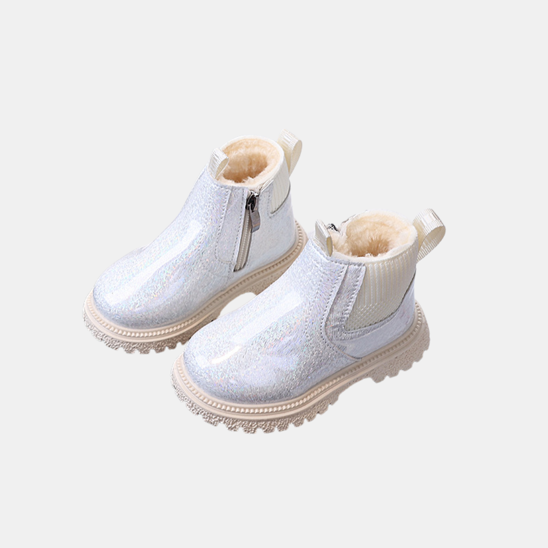 Girls Glitter Faux Fur Lined Chelsea Snow Boots