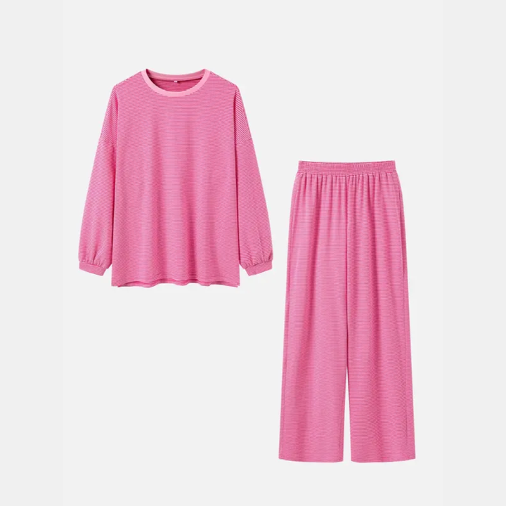 Women's Pajama Sets Oversized Wide Leg Striped Two Piece Set