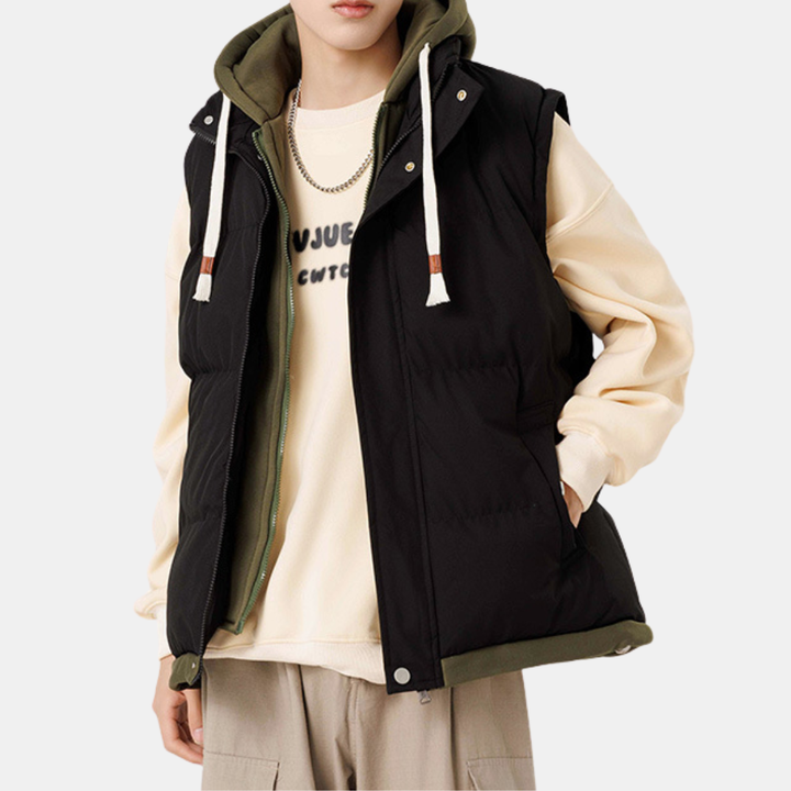 Women's Quilted Hooded Puffer Vest Zip Front Fleece Lined