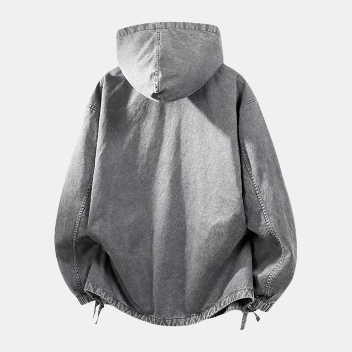Women's Washed Denim Quarter Zip Oversized Hoodie