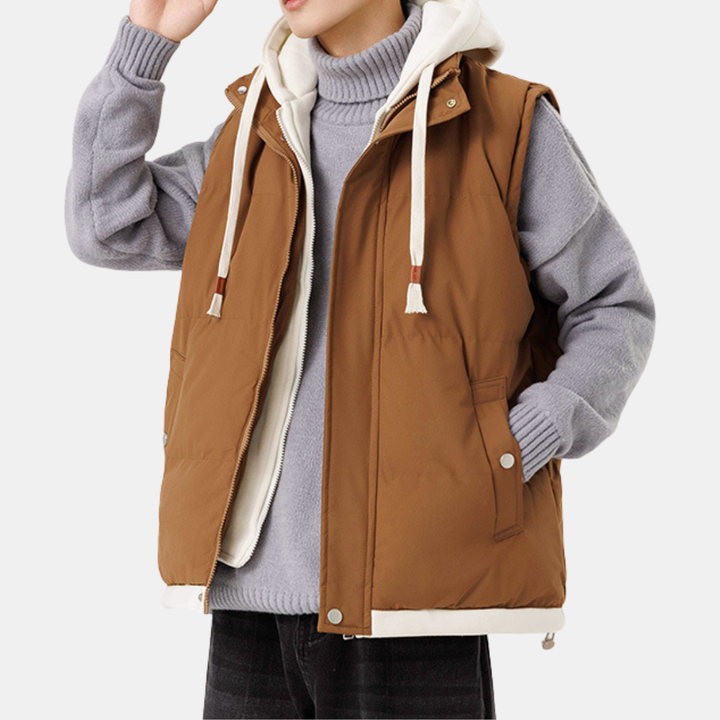 Women's Quilted Hooded Puffer Vest Zip Front Fleece Lined