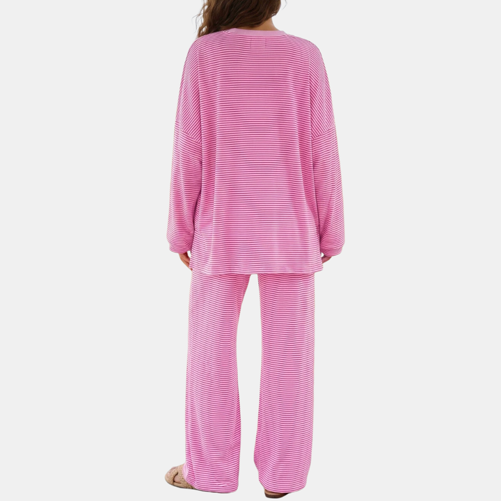 Women's Pajama Sets Oversized Wide Leg Striped Two Piece Set