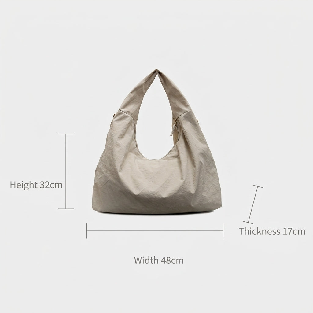 Women's Slouchy Hobo Shoulder Bag with Triple Zip Pockets