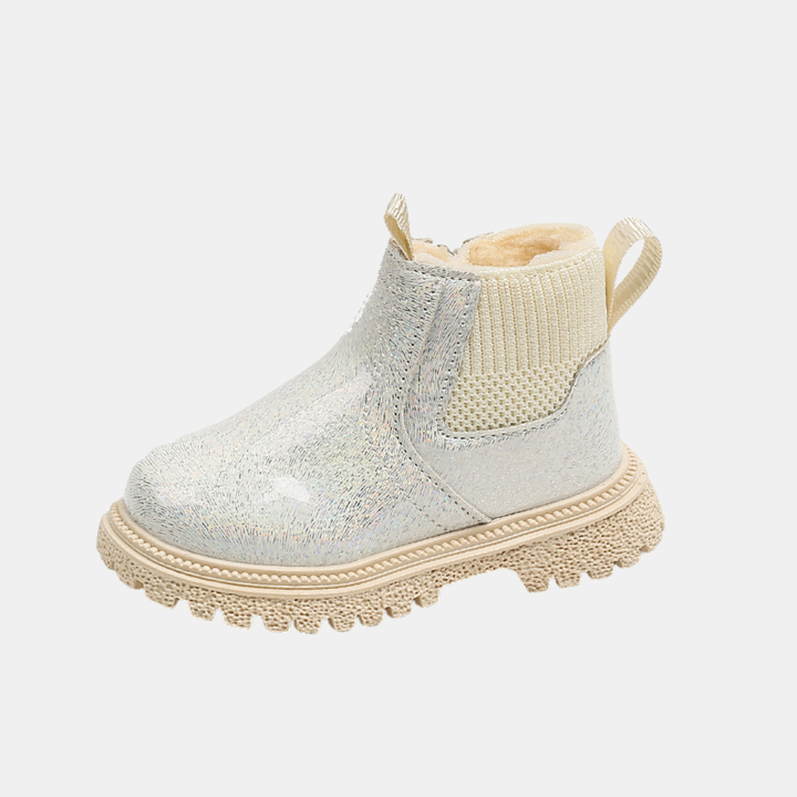 Girls Glitter Faux Fur Lined Chelsea Snow Boots