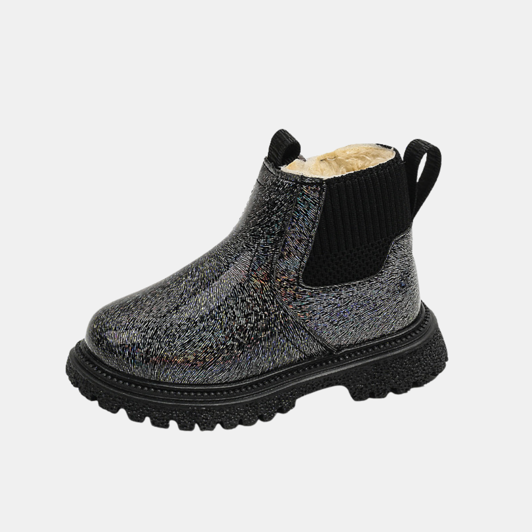 Girls Glitter Faux Fur Lined Chelsea Snow Boots
