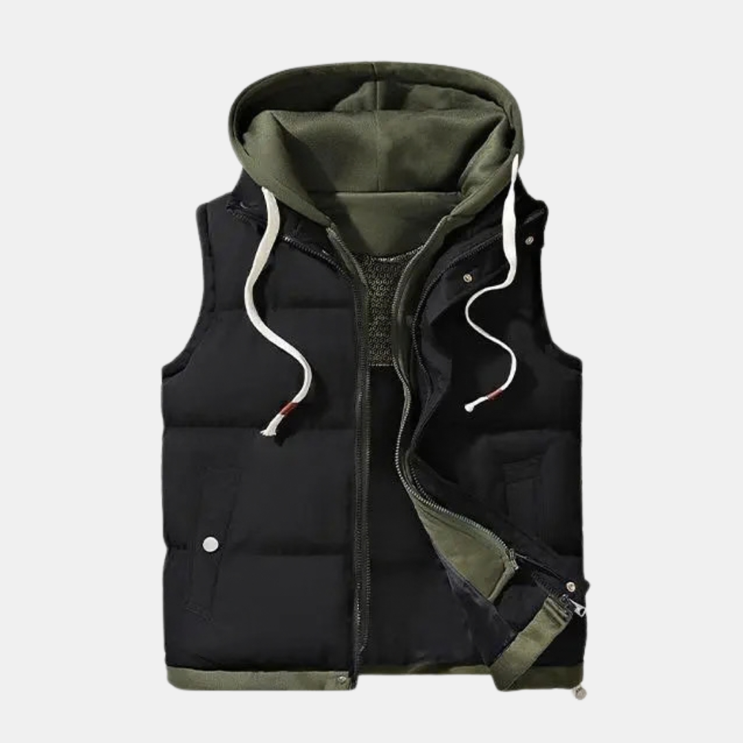 Women's Quilted Hooded Puffer Vest Zip Front Fleece Lined