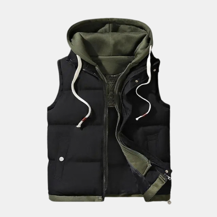 Women's Quilted Hooded Puffer Vest Zip Front Fleece Lined