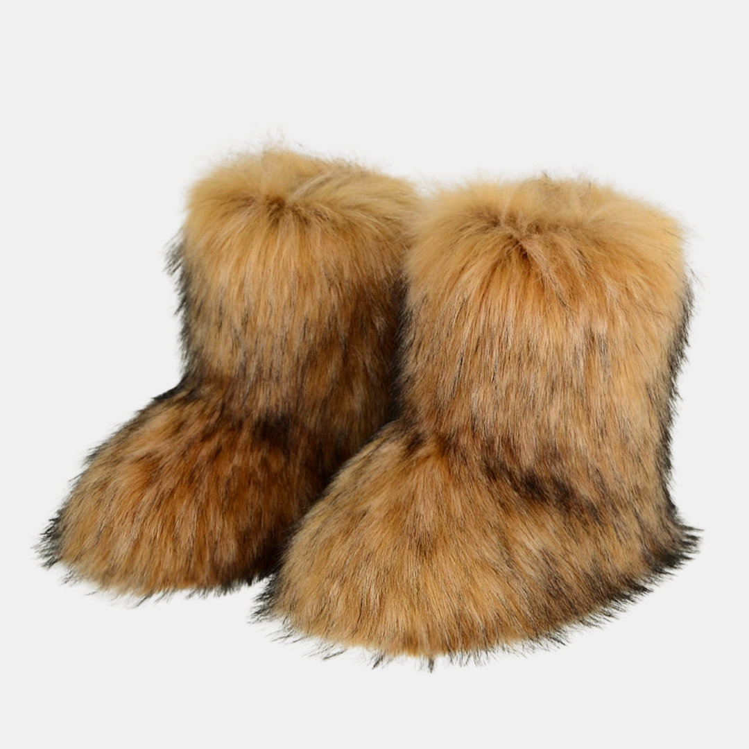 Women's Fluffy Faux Fur Snow Boots Flat Heel Mid Calf