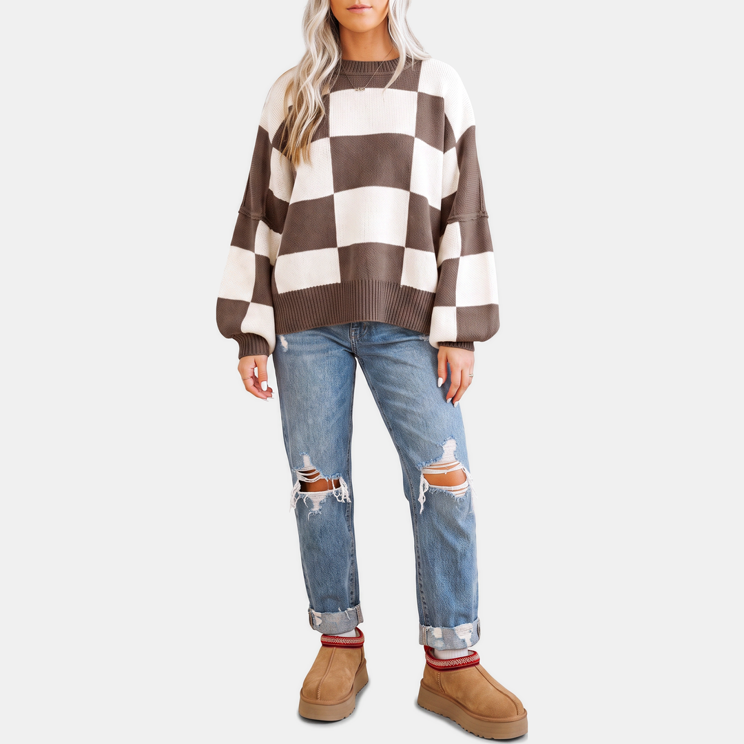 Women's Oversized Balloon Sleeve Chunky Knit Sweater