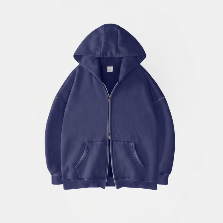 Women's Double Zip Up Hoodie Oversized Fleece Sweatshirt