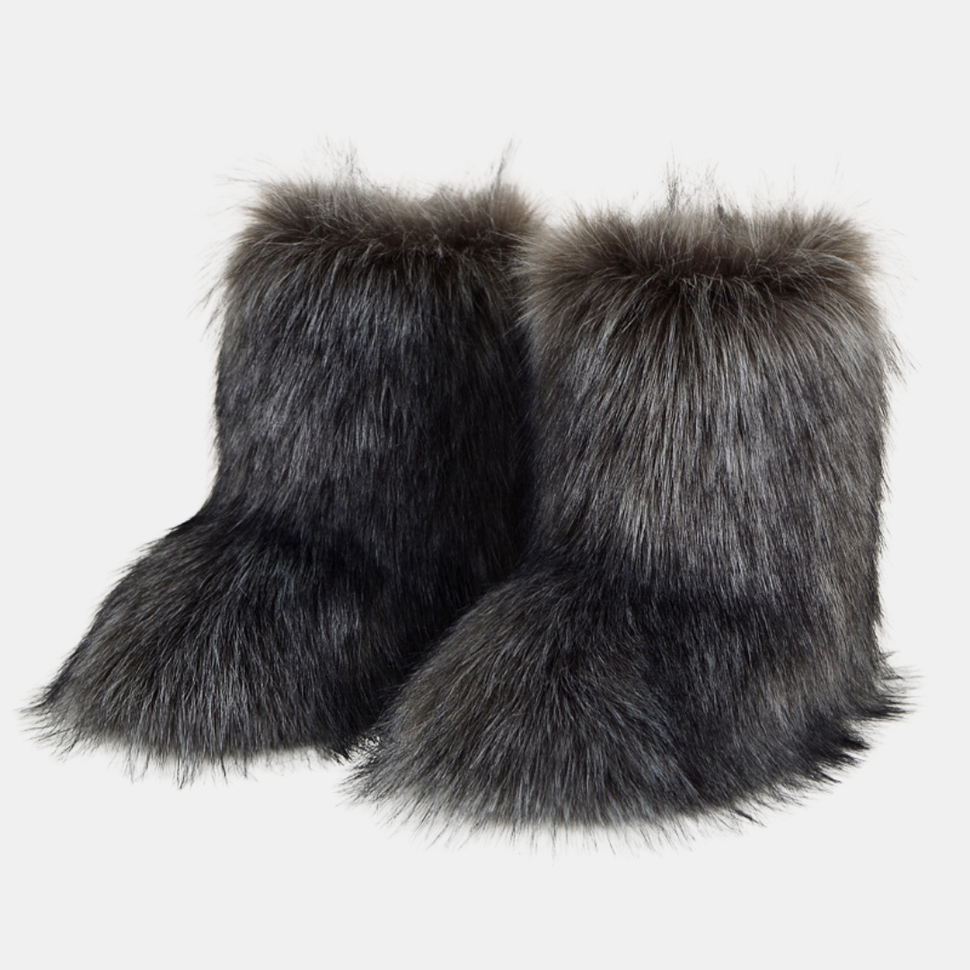 Women's Fluffy Faux Fur Snow Boots Flat Heel Mid Calf