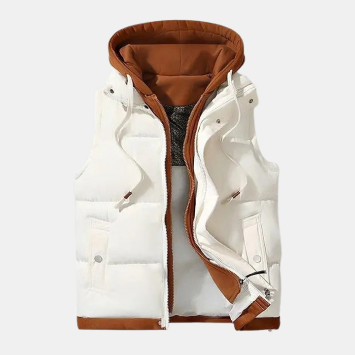 Women's Quilted Hooded Puffer Vest Zip Front Fleece Lined