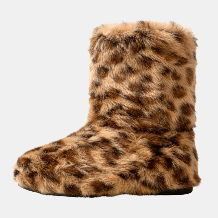 Women's Fluffy Faux Fur Snow Boots Flat Heel Mid Calf