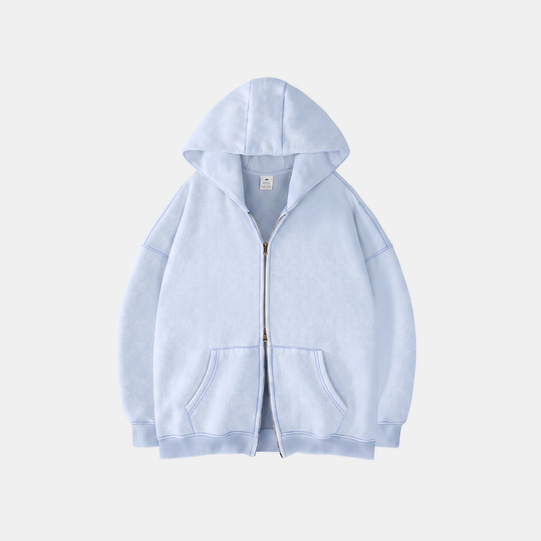 Women's Double Zip Up Hoodie Oversized Fleece Sweatshirt