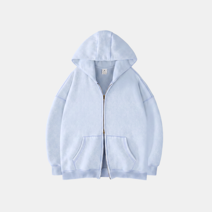 Women's Double Zip Up Hoodie Oversized Fleece Sweatshirt
