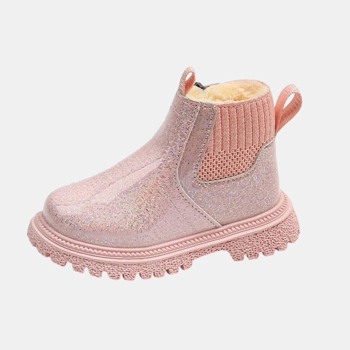 Girls Glitter Faux Fur Lined Chelsea Snow Boots