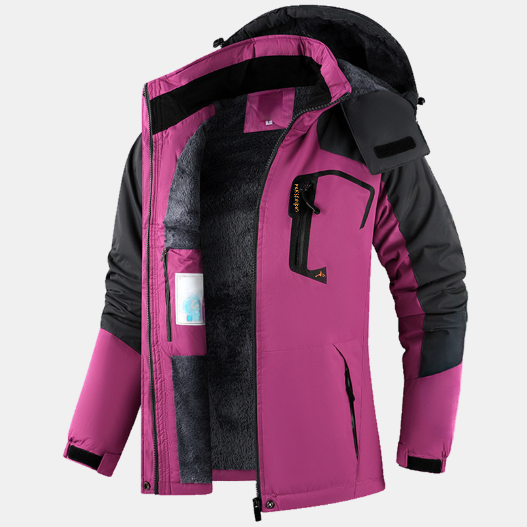 Women's Fleece Lined Hooded Zip Up Windbreaker Jacket