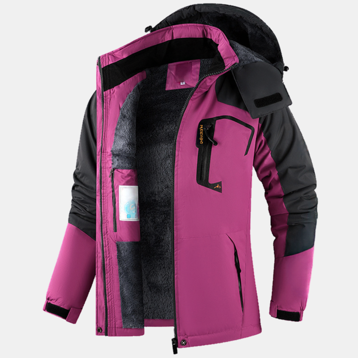 Women's Fleece Lined Hooded Zip Up Windbreaker Jacket