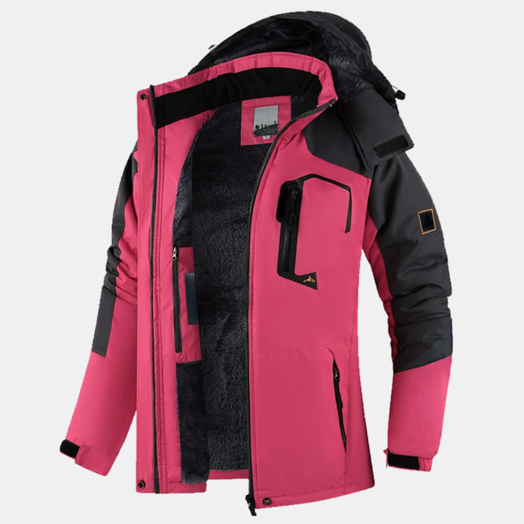 Women's Fleece Lined Hooded Zip Up Windbreaker Jacket