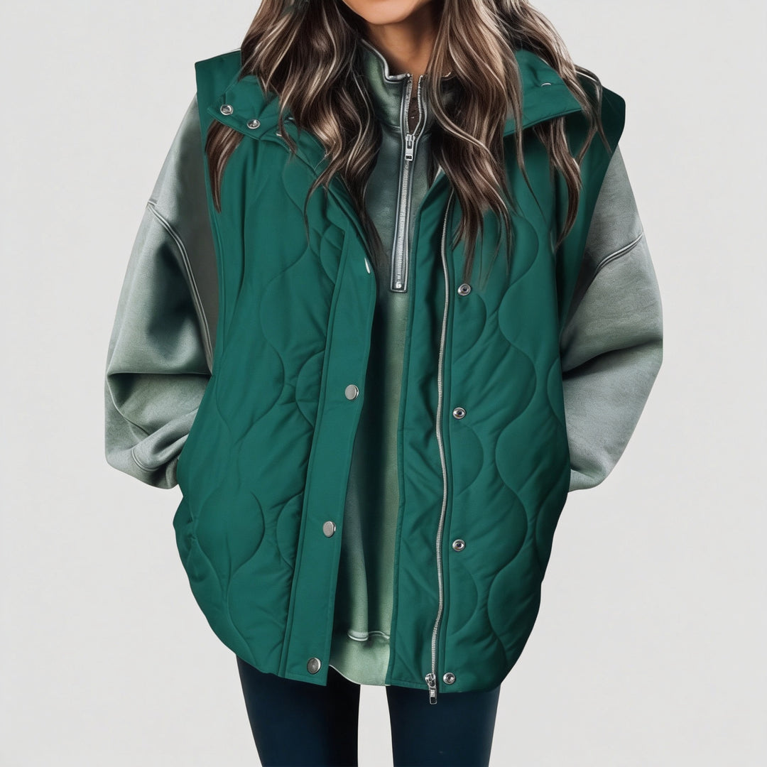OLIVIA | Women's Casual Oversized Puffer Vest with Stand Collar